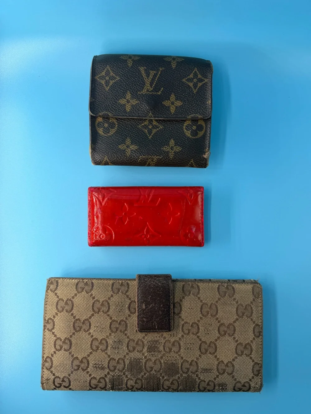 Louis Vuitton LV Gucci Project Wallet Bundle Flaws Monogram Vernis Red Key